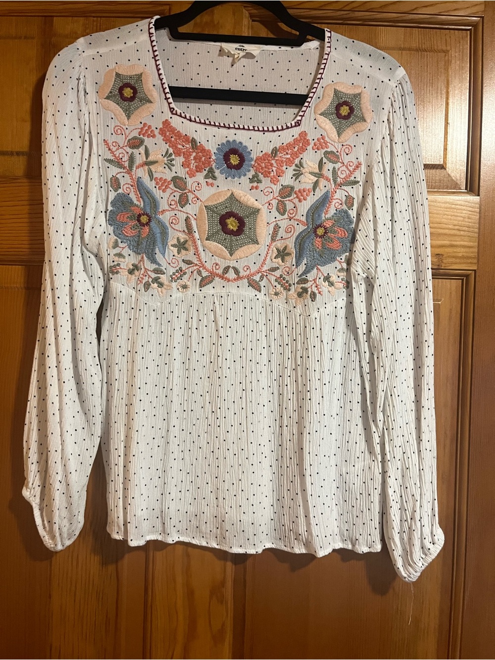 Entro Embroidered Floral Boho Peasant Blouse S Anthropologie Style